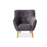 Fotoliu living gri Nordic 1, structura din lemn, 76X55X90