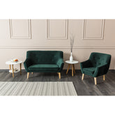 Fotoliu verde mic Nordic 1, structura din lemn, 76X55X90