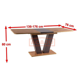 Masa PLATON stejar/maro 136(176)x80x76