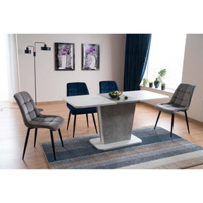 Scaun CHIC, albastru inchis/negru, stofa catifelata/metal, 50x43x88 cm
