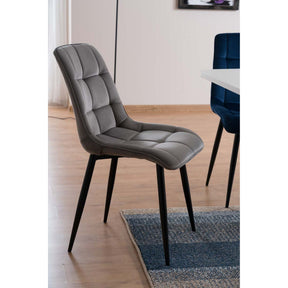 Scaun CHIC, gri/negru, stofa catifelata/metal, 50x43x88 cm