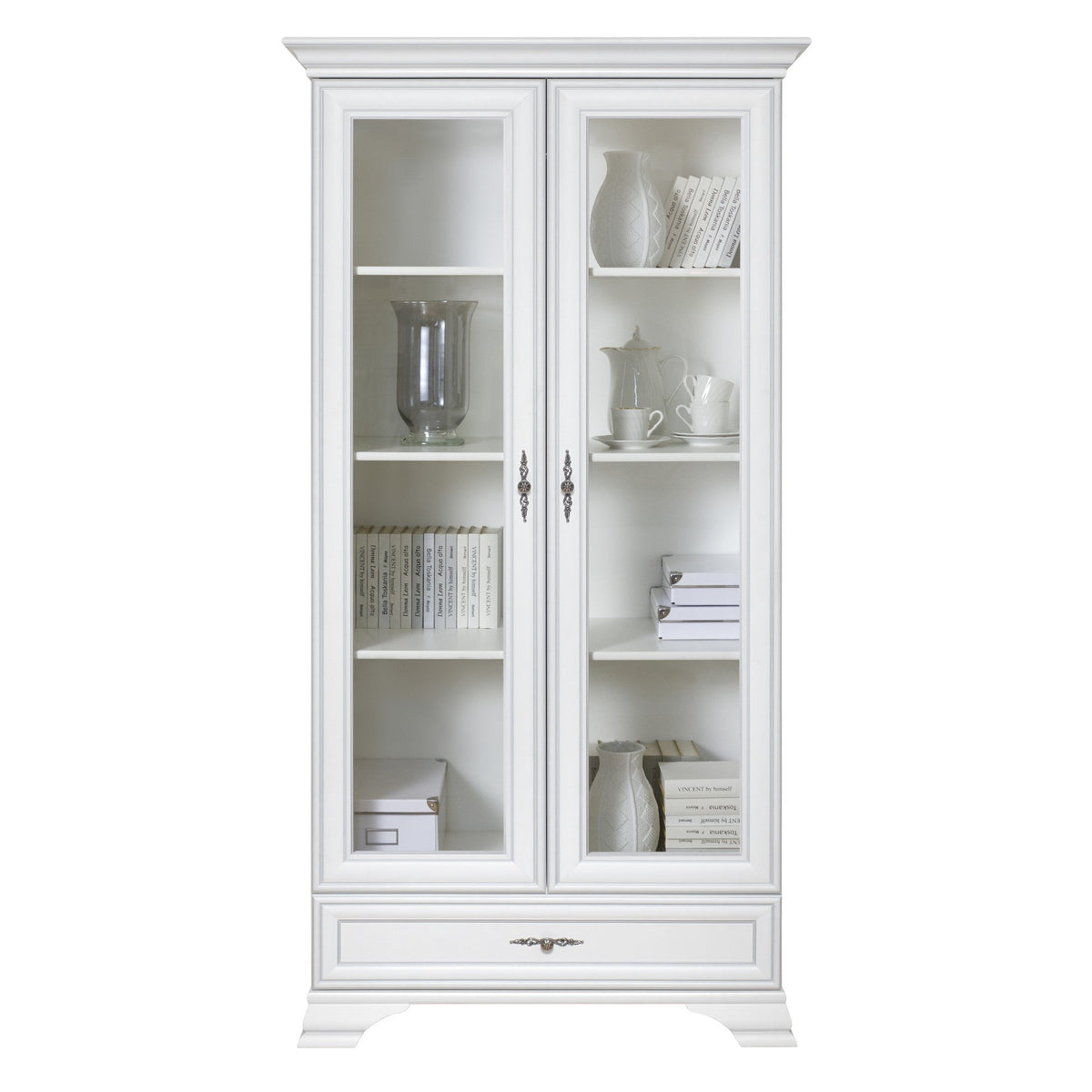 Vitrina Idento B, alba, PAL, cu doua usi, 99.5x43.5x197.5 cm