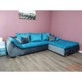 Coltar extensibil ROSARIO - OANA, gri/turcoaz, 300X200X76 CM