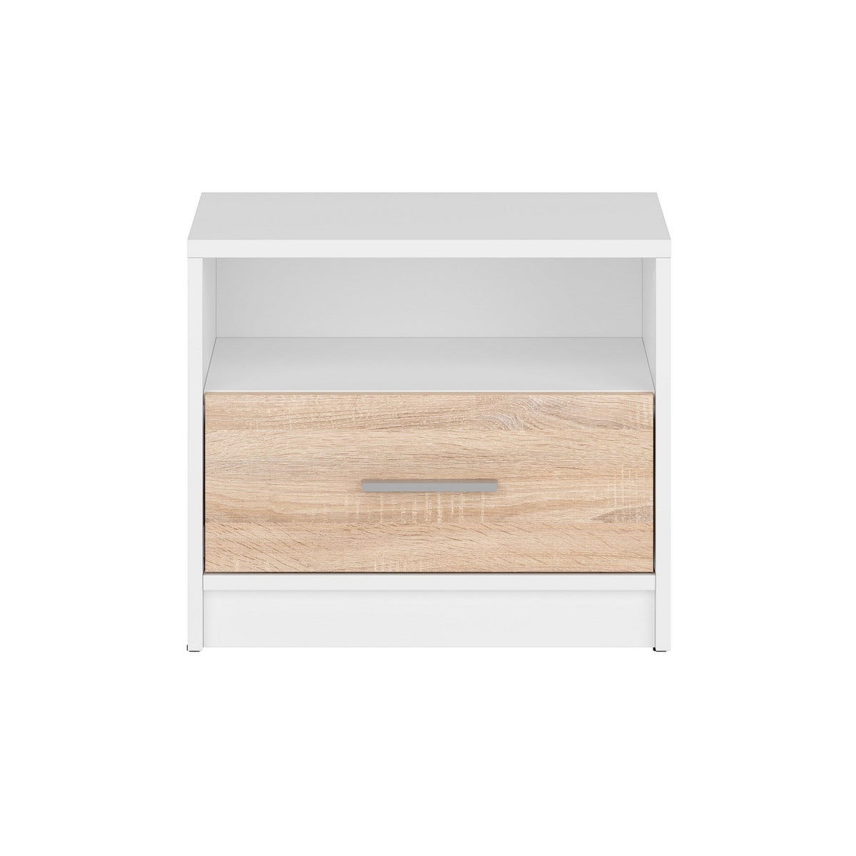 Noptiera un sertar Nepo Plus, alb/sonoma 49.5X34X42.5 cm.