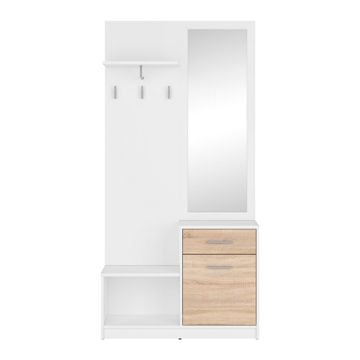 Mobilier pentru hol mic alb-stejar sonoma NEPO PLUS.