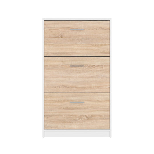 Dulap pantofi inalt cu alb-stejar sonoma NEPO PLUS,  70X17.5X120.5 CM