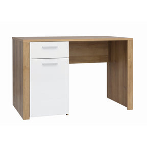 Birou calculator BALDER, alb lucios/stejar riviera, 120x56x70 cm
