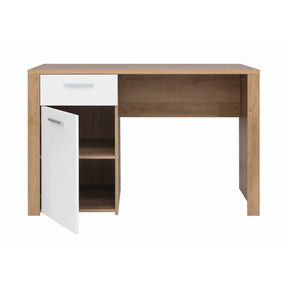 Birou calculator BALDER, alb lucios/stejar riviera, 120x56x70 cm