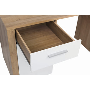 Birou calculator BALDER, alb lucios/stejar riviera, 120x56x70 cm