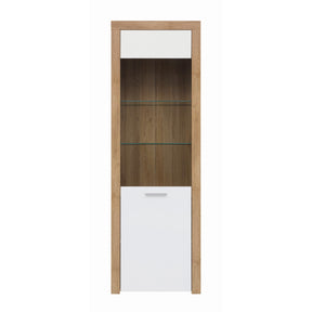 Vitrina living alb lucios cu stejar riviera Balder, 62X39X192 CM