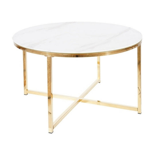 Masuta SALMA, efect de marmura/auriu, 80 cm