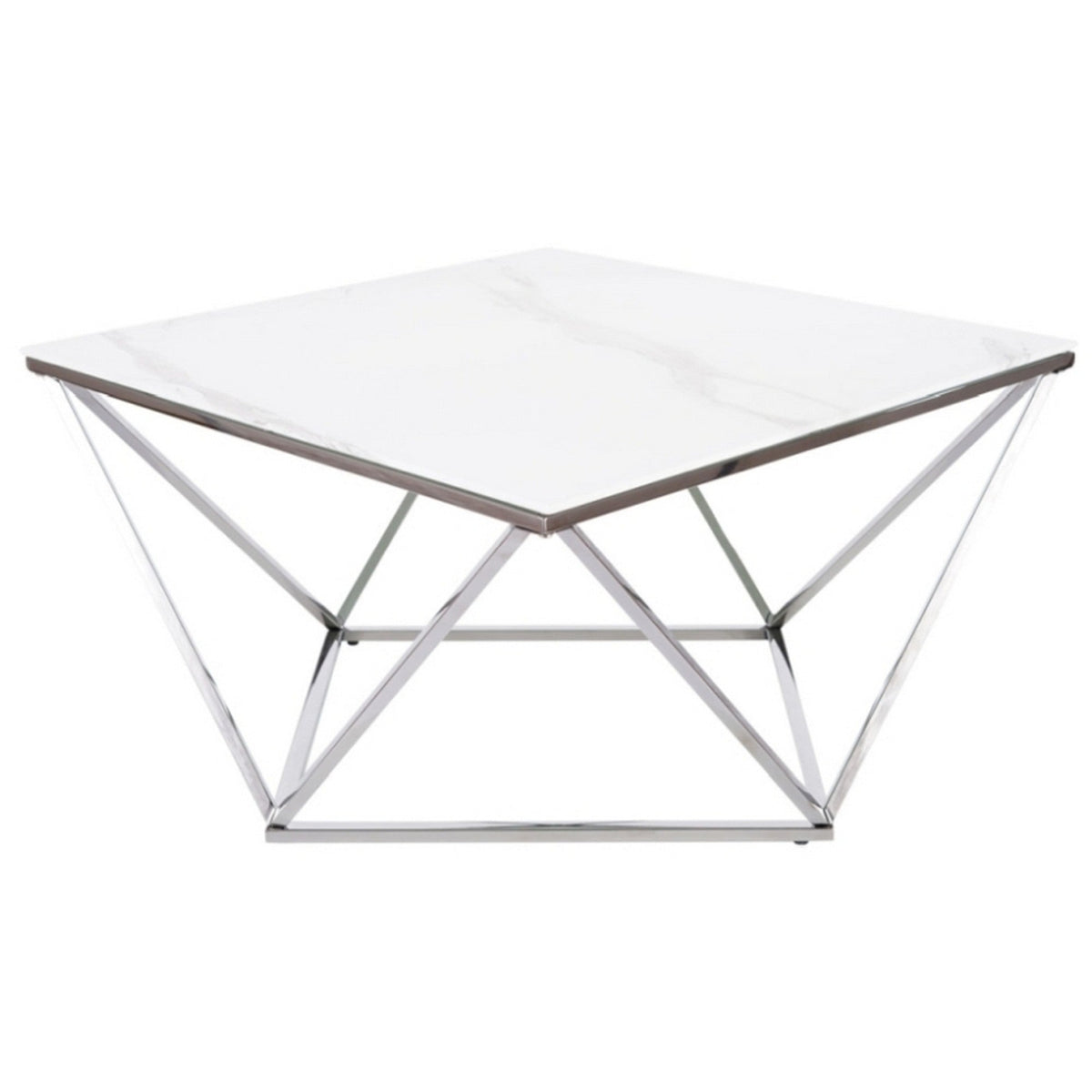 Masuta living metal Silver A II, efect de marmura/argintiu, 80X80X53