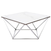 Masuta living metal Silver A II, efect de marmura/argintiu, 80X80X53