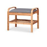 Pantofar ST12, lemn masiv de bambus/stofa, stejar/gri, 60x33x50 cm