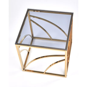 Masuta de cafea UNIVERSE patrata auriu/fumuriu, 55x55x55 cm