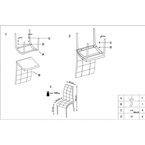 Scaun tapitat cu piele ecologica gri-alb K186, 42X63X100 CM