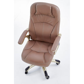 Scaun directorial piele maro Carlos, 66X70X106/114 CM