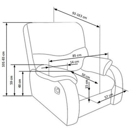 Fotoliu cu recliner Jeff, piele ecologica maro, 85x93/163x101 cm