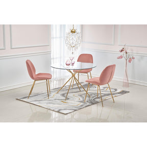 Scaun tapitat K381, roz, 48x58x88 cm
