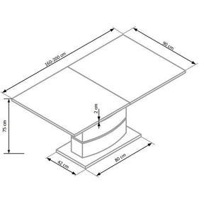 Masa living cu picior alba Nobel, 160/200X90X75 CM