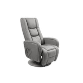 Fotoliu cu recliner si masaj Pulsar, piele ecologica gri, 68x135x106 cm