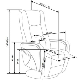 Fotoliu recliner Pulsar, negru, 68x135x106 cm