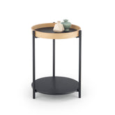 Masuta de cafea stejar natural si cadru negru Rolo, Ø44XH55 CM
