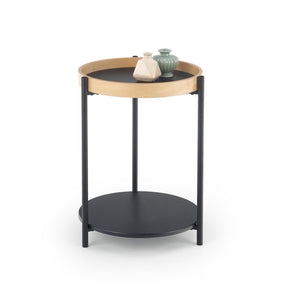 Masuta de cafea stejar natural si cadru negru Rolo, Ø44XH55 CM