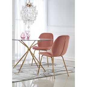 Scaun tapitat K381, roz, 48x58x88 cm