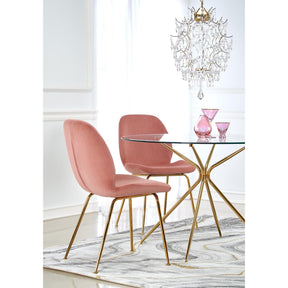 Scaun tapitat K381, roz, 48x58x88 cm