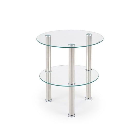 Masuta cafea sticla si metal cromat Sardinia, Ø45X48H CM