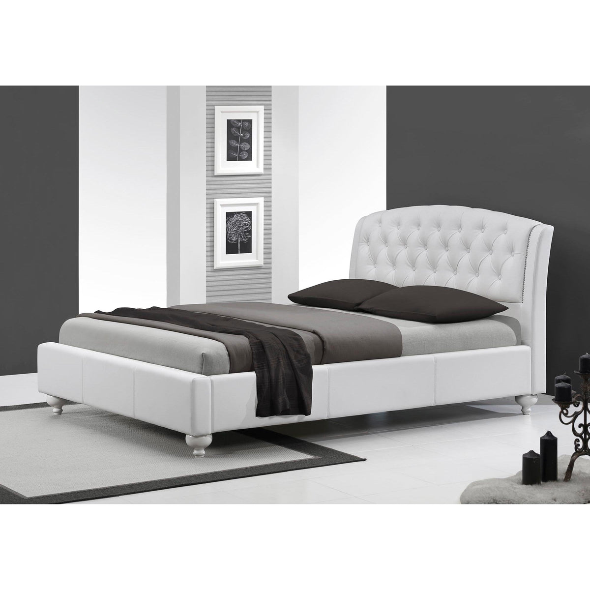 Pat alb 160x200 Sofia, 220X172X108 CM, somiera inclusa