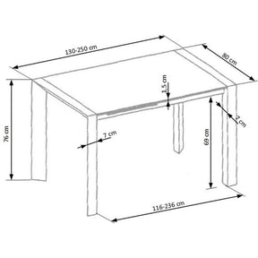 Masa moderna extensibila Stanford XL, 130/250X80X76 CM