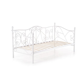 Cadru pat metalic Sumatra, alb, 210x99x89 cm, somiera inclusa
