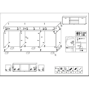 Comoda tv SAMBA REG-8, alb, 200x45x39 cm