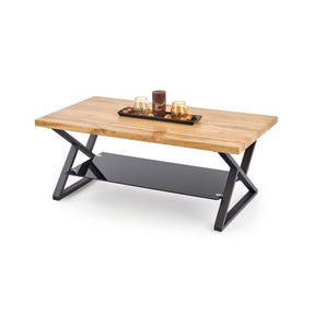 Masuta de cafea XENA dreptunghiulara negru/natural, 110x60x45 cm