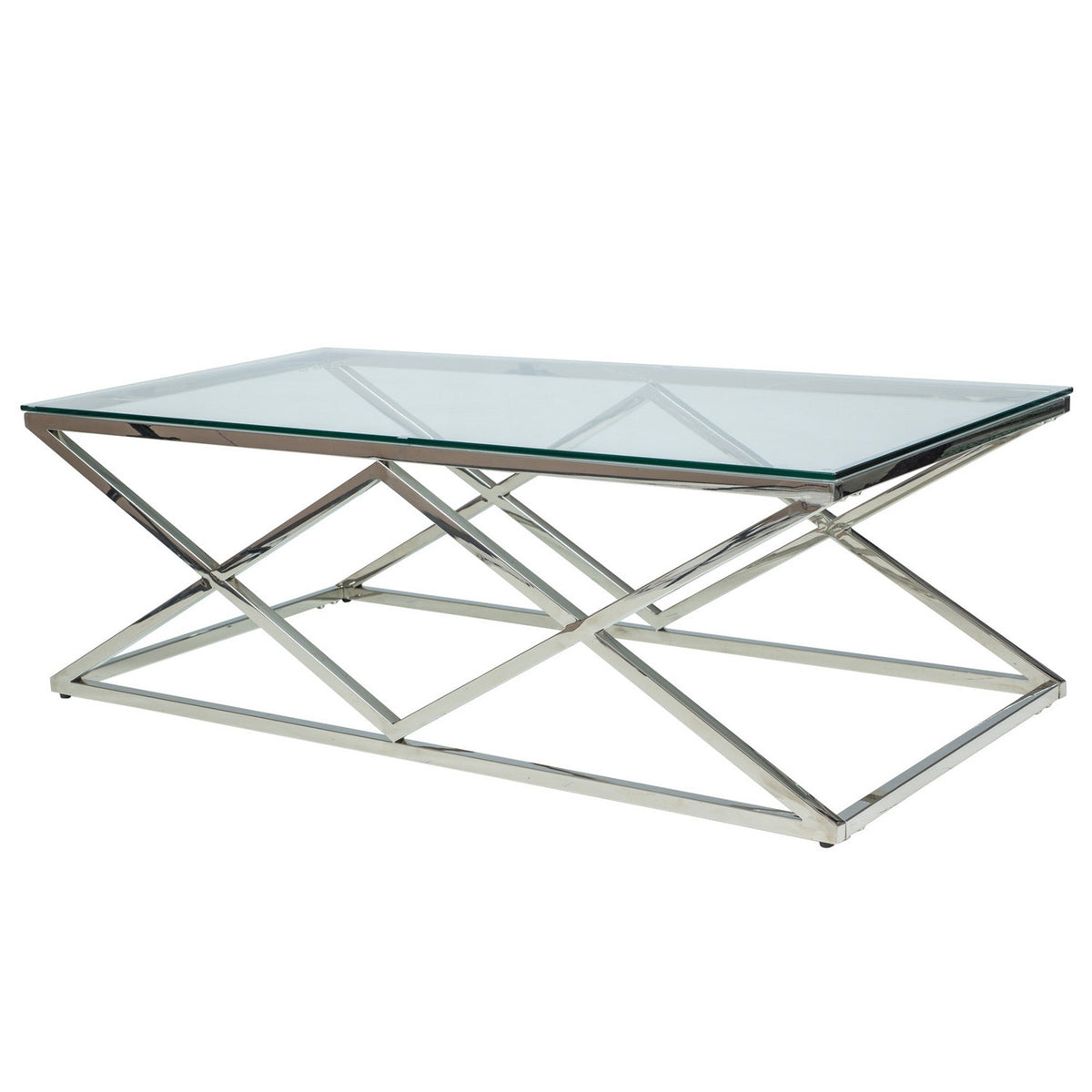 Masa de sticla tv chrome Zegna A, metal cromat, 120X60X40