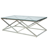 Masa de sticla tv chrome Zegna A, metal cromat, 120X60X40