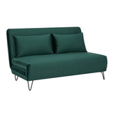 Canapea extensibila stofa catifelata verde Zenia, 141x90x81 cm