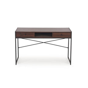Birou B46 cu 2 sertare, nuc/negru, 123x48x75 cm