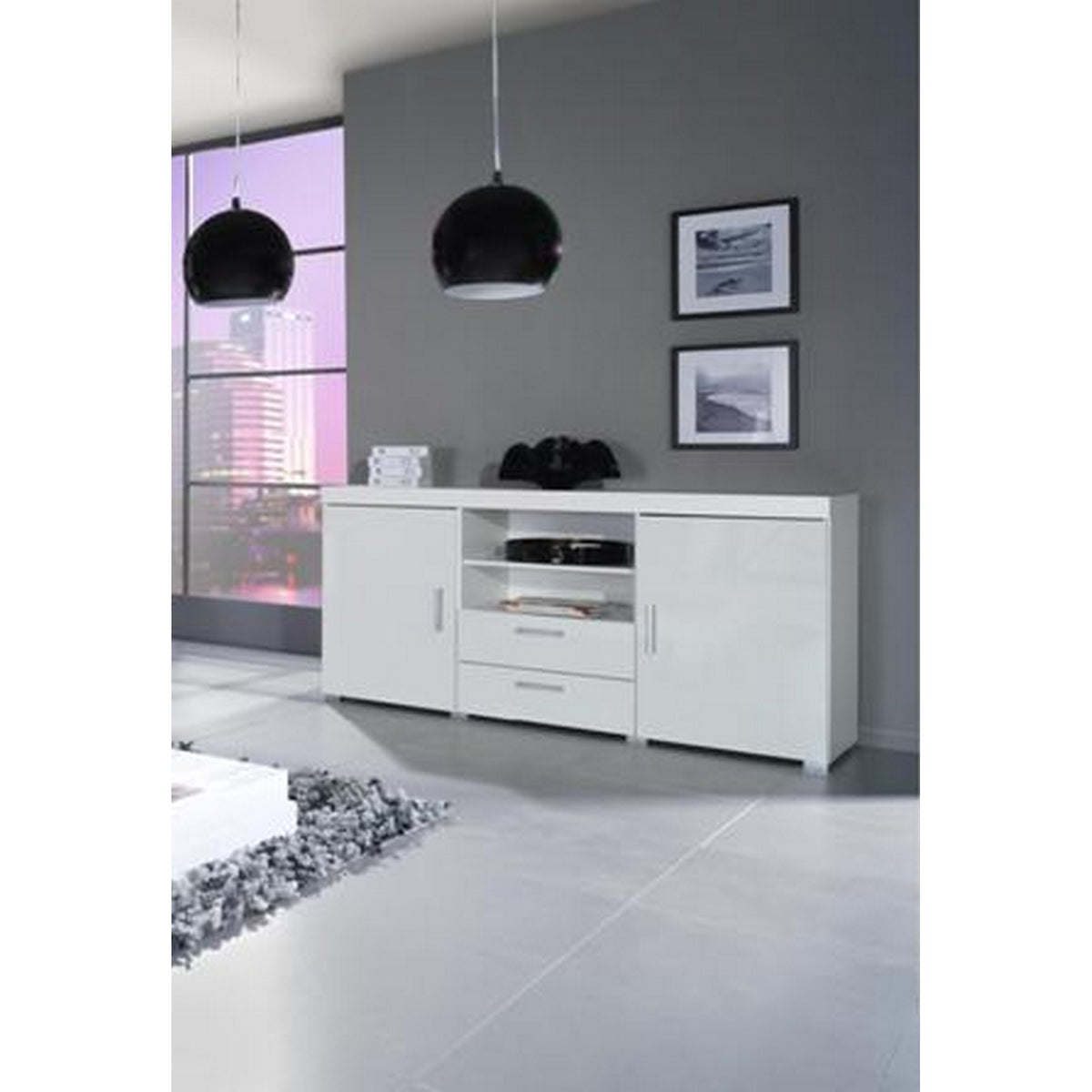 Comoda SAMBA REG-5, alb, 164x45x80 cm