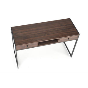 Birou B46 cu 2 sertare, nuc/negru, 123x48x75 cm