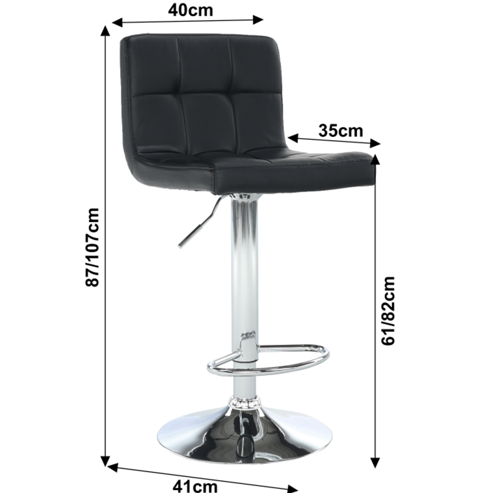Scaun de bar KANDY NEW, piele ecologica neagra, 40x41x87-107 cm.