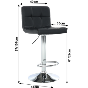 Scaun de bar KANDY NEW, piele ecologica neagra, 40x41x87-107 cm.