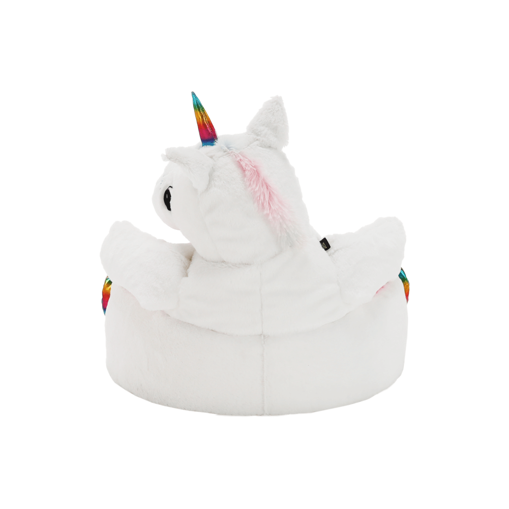 Fotoliu tip sac pentru copii in forma de unicorn BUFEL, alb/roz, 50x45 cm.