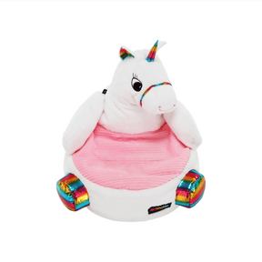 Fotoliu tip sac pentru copii in forma de unicorn BUFEL, alb/roz, 50x45 cm.