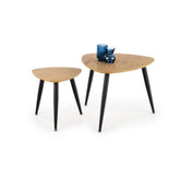 Set mese de cafea Nicea 2, stejar auriu/negru