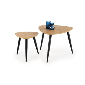 Set mese de cafea Nicea 2, stejar auriu/negru
