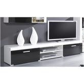 Comoda tv SAMBA REG-8, alb/negru, 200x45x39 cm