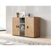 Comoda SOHO, stejar/negru, 120x41x80 cm
